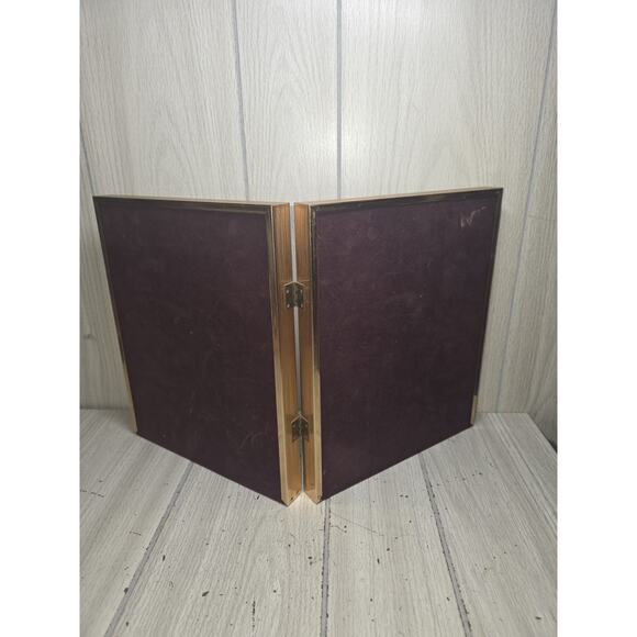 Vtg 70s Brass Standing Double Bifold Picture Frame Oval Matte Gold Tone 8x10 - Picture 4 of 10